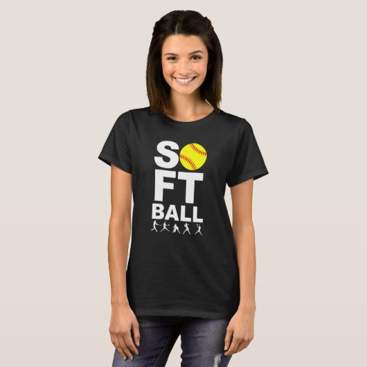 SOFTBALLYellow Ball mit Batch, Pitching Stance T-Shirt (Vorne ganz)