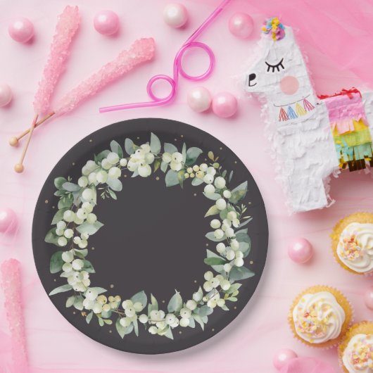 SoftBlack Snowberry Weihnachtsfeier Pappteller (Party)