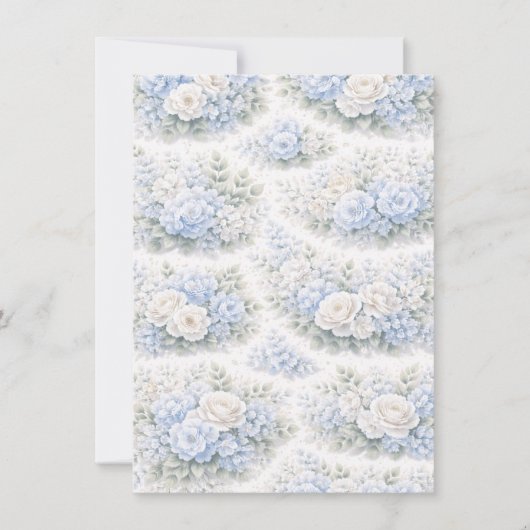 SoftBlue Blumenmuster Elegant Romantisch Botanisch Ankündigung (Vorderseite)