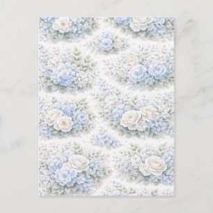 SoftBlue Blumenmuster Elegant Romantisch Botanisch Ankündigungspostkarte