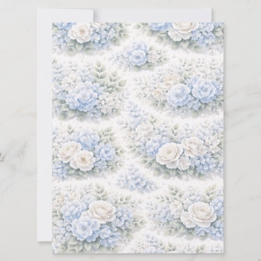 SoftBlue Blumenmuster Elegant Romantisch Botanisch Einladung (Vorderseite)