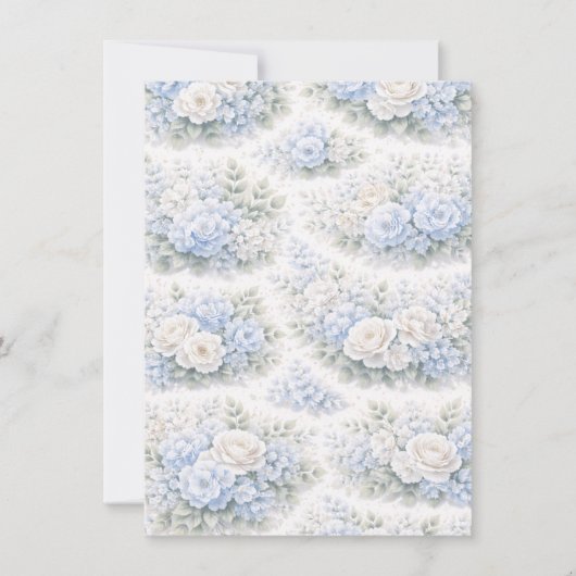 SoftBlue Blumenmuster Elegant Romantisch Botanisch Einladung (Vorderseite)