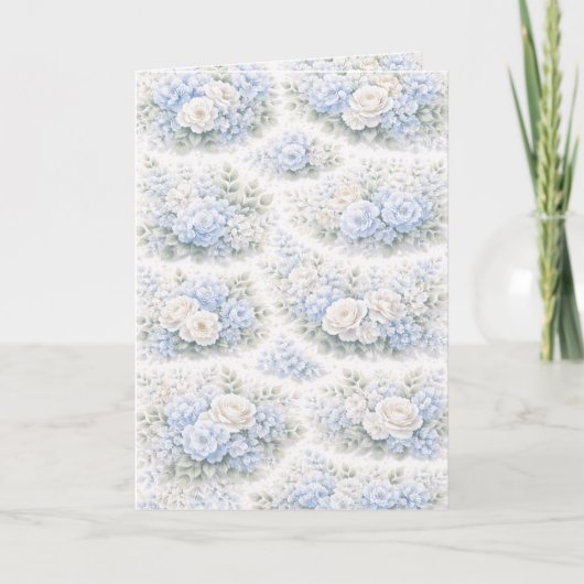 SoftBlue Blumenmuster Elegant Romantisch Botanisch Einladung (Vorderseite)