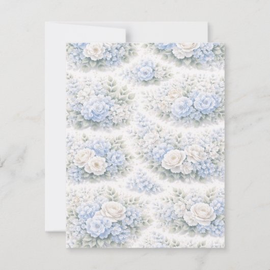 SoftBlue Blumenmuster Elegant Romantisch Botanisch Save The Date (Vorderseite)