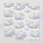 SoftBlue Blumenmuster Elegante Romantische Botanis Einladung (Vorne/Hinten)