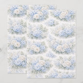 SoftBlue Blumenmuster Elegante Romantische Botanis Einladung (Vorne/Hinten)