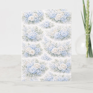 SoftBlue Floral Pattern Elegant Romantic Botanical Einladung