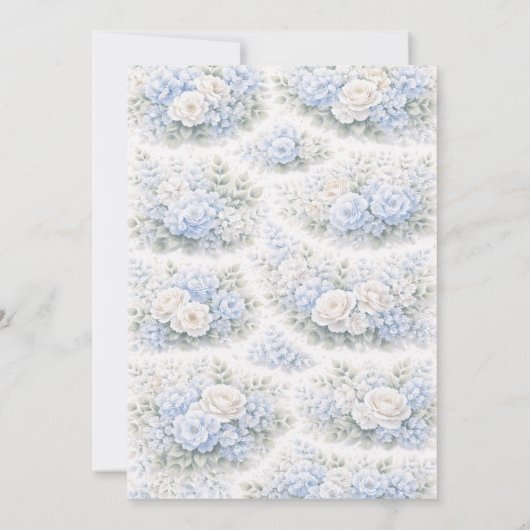 SoftBlue Floral Pattern Elegant Romantic Botanical Einladung (Rückseite)