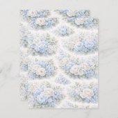 SoftBlue Floral Pattern Elegant Romantic Botanical Save The Date (Vorne/Hinten)