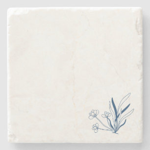 Softes Blaues Floral   Coastal Minimalistisch Steinuntersetzer