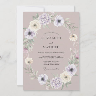 Softes Flieder-Lila-Kranz-Hochzeit Einladung
