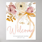 Softes Herbst-Frühlings-Blumen-Baby-Shower-Willkom Poster (Vorne)