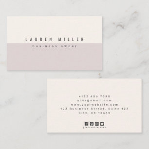 Softes Mauve- und Cremeweiß-Duo-Farben-Minimalist Visitenkarte