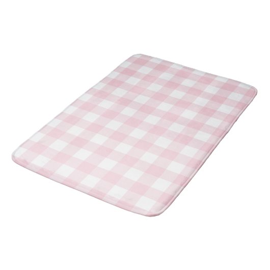 Softest Light Pink Gingham Buffalo Karo Kariert Badematte (Schrägansicht)
