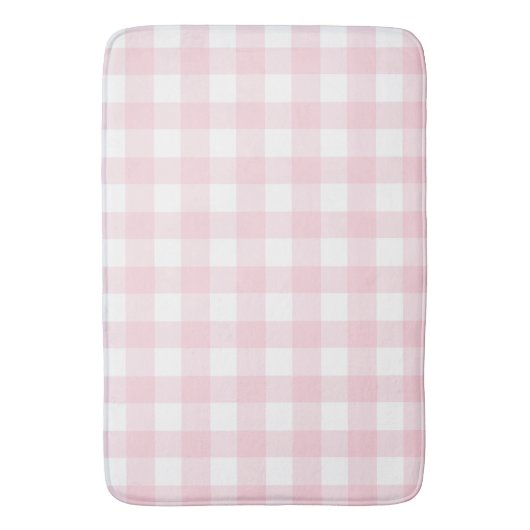 Softest Light Pink Gingham Buffalo Karo Kariert Badematte (Vorderseite Vertikal)