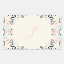 Softest Monogram | Floral Personal Custom Rechteckiger Aufkleber