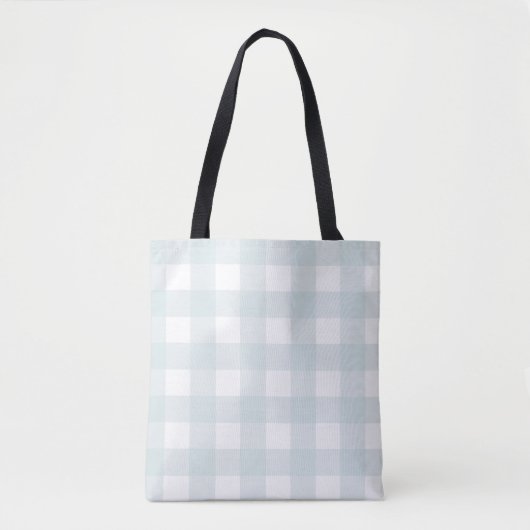 Softest Powder Light Blue Gingham Karo Kariert Tasche (Vorderseite)