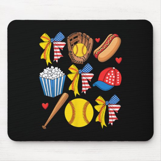 Softll 4. Juli Coquette-Schleife Frauen Mädchen So Mousepad (Vorne)