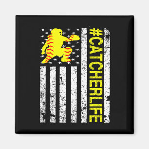 Softll Catcher - Catcher Leben USA-Flagge Fastpitc Magnet
