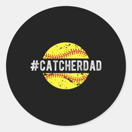 Softll Catcher Dad Of A Softll Catcher Runder Aufkleber (Vorderseite)