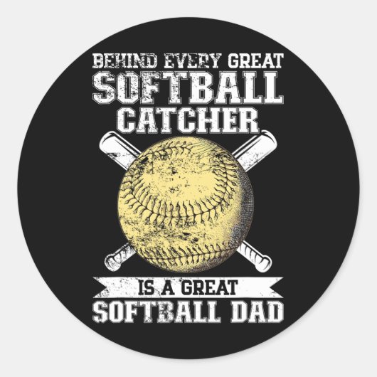 Softll Catcher Dad Pitcher Fastpitch Coach Fathers Runder Aufkleber (Vorderseite)