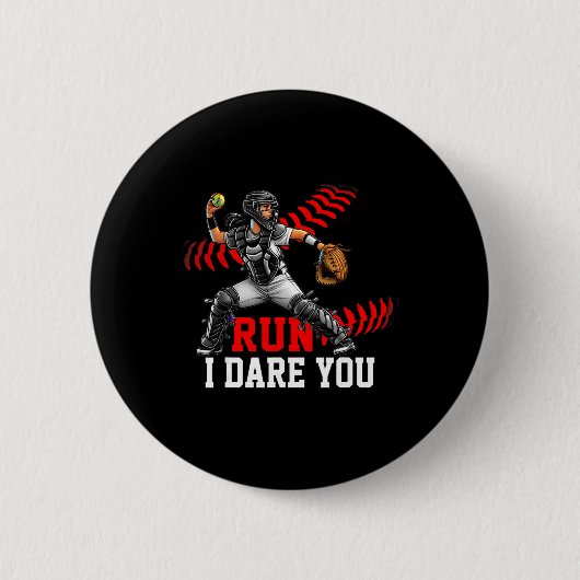 Softll Catcher Run Ich Fordere Dich Heraus Design  Button (Vorderseite)