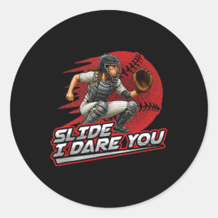 Softll Catcher Slide Ich fordere dich starkes Mädc Runder Aufkleber