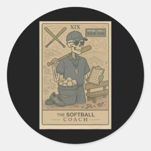 Softll Coach Tarotkarte Skelett Spieltag Sport Lo Runder Aufkleber