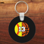 Softll Sketll Number 13 Jersey Funny 13th Birthday Schlüsselanhänger (Vorderseite)