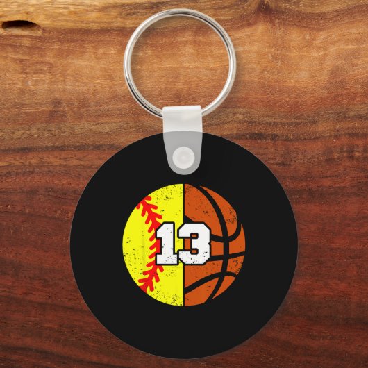 Softll Sketll Number 13 Jersey Funny 13th Birthday Schlüsselanhänger (Vorderseite)