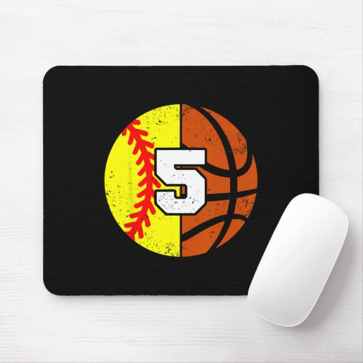Softll Sketll Number 5 Jersey Funny 5th Birthday  Mousepad (Mit Mouse)