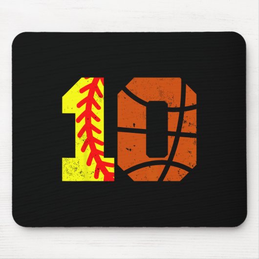 Softll Sketll Nummer 10 Jersey Lustig 10. Geburtst Mousepad (Vorne)
