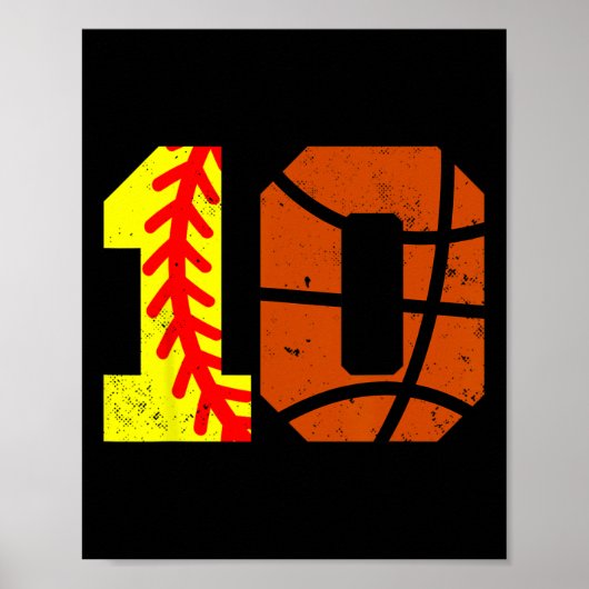 Softll Sketll Nummer 10 Trikot Lustiger 10. Geburt Poster (Vorne)