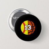 Softll Sketll Nummer 13 Trikot Lustiger 13. Geburt Button (Vorne & Hinten)