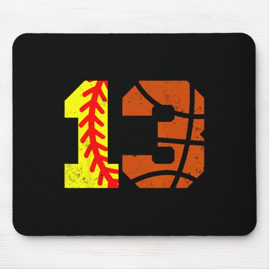 Softll Sketll Nummer 13 Trikot Lustiger 13. Geburt Mousepad (Vorne)