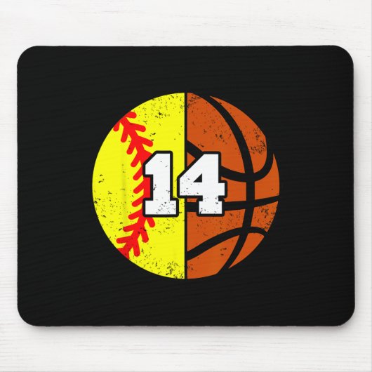 Softll Sketll Nummer 14 Jersey Lustig 14. Geburtst Mousepad (Vorne)