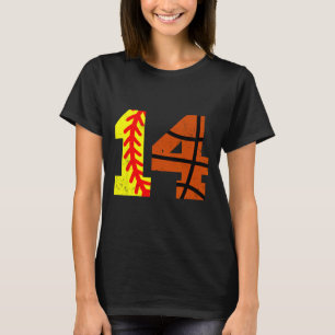 Softll Sketll Nummer 14 Trikot Lustig 14. Geburtst T-Shirt