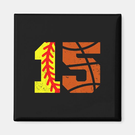 Softll Sketll Nummer 15 Jersey Lustig 15. Geburtst Magnet (Vorne)