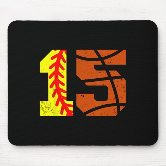 Softll Sketll Nummer 15 Jersey Lustig 15. Geburtst Mousepad (Vorne)