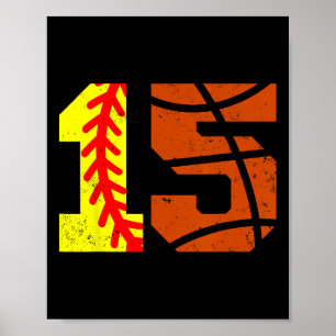 Softll Sketll Nummer 15 Jersey Lustig 15. Geburtst Poster