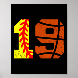 Softll Sketll Nummer 19 Trikot Lustig 19. Geburtst Poster