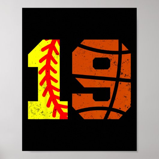 Softll Sketll Nummer 19 Trikot Lustig 19. Geburtst Poster (Vorne)