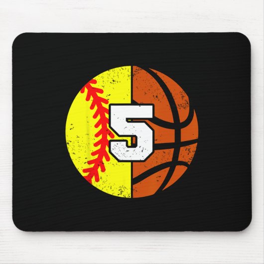 Softll Sketll Nummer 5 Jersey Lustiger 5. Geburtst Mousepad (Vorne)