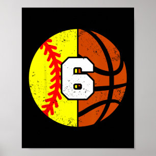 Softll Sketll Nummer 6 Jersey Lustig 6. Geburtstag Poster