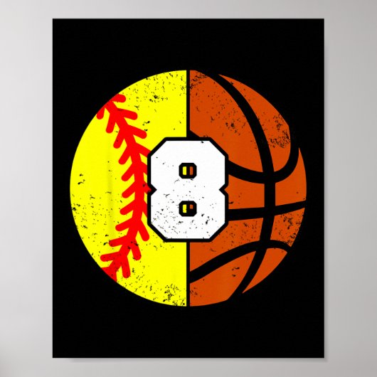 Softll Sketll Nummer 8 Trikot Lustiger 8. Geburtst Poster (Vorne)