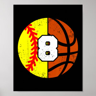 Softll Sketll Nummer 8 Trikot Lustiger 8. Geburtst Poster