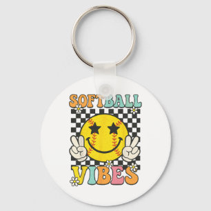 Softll Vibes Softll Smile Gesicht Groovy Spieltag  Schlüsselanhänger