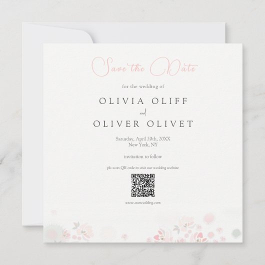 Softness Tea Rose Hochzeit speichern das Datum Einladung (Rückseite)