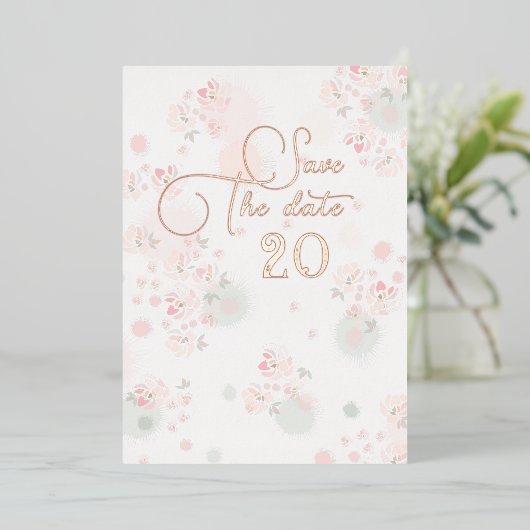 Softness Tea Rose Hochzeit speichern das Datum Folieneinladung (Stehend vorne)