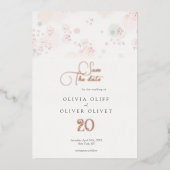 Softness Tea Rose Hochzeit speichern das Datum Folieneinladung (Vorderseite)